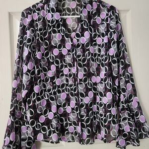 Vintage Dressbarn Chic Sheer Polka Dot Blouse